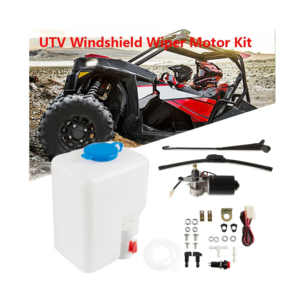 Universal Utv Electric Windshield Wiper Motor Kit Assembly With Spray Bottle For Ranger Rzr 900 4713607108678