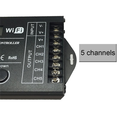 12V 24V WiFi RGB  Programmable LED Controller TC421 5 Channels 20A Common Anode Programmable LED Strip Dimmer 2