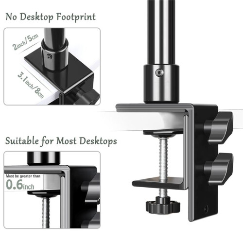 C Tripod Clamp Desk Mount Light Stand with 1/4In   Table Fixture Adjustable Camera Tabletop Bracket Stand
