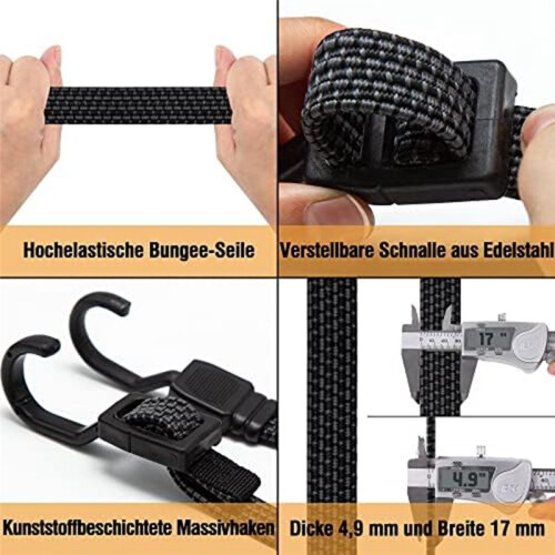 Bungee with Hooks,4Pcs Expanders with Hooks,100cm Adjustable Elastic Strap for Bicycle Carriers,Motorcycles 2