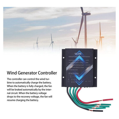 Wind Turbine Charge Controller, 400W 12V 24V  Wind Turbine Generator Controller IP67 Waterproof 2