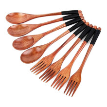 Juego de Tenedores de Cucharas de Madera de 8 Piezas, Juego de Utensilios de Madera de Estilo JaponéS, Cuchara de Cocina Hecha a Mano, Juego de