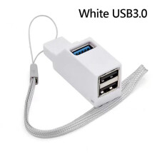 USB 3.0 HUB Adapter Extender  Splitter Box 3 Portar för PC Laptop Mobiltelefon HöGhastighets U Disk Reader, White