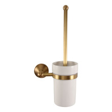 Antique Brass Bathroom Toilet Brush Set Holder Brush with Ceramic Cup