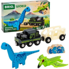 Brio Paristain Dinosauruksen kanssa - Sähköratana - Dinosauruksia sisältyy - Puisille junaradalle - Alkaen 3-vuotiaille - Brio World - 36096