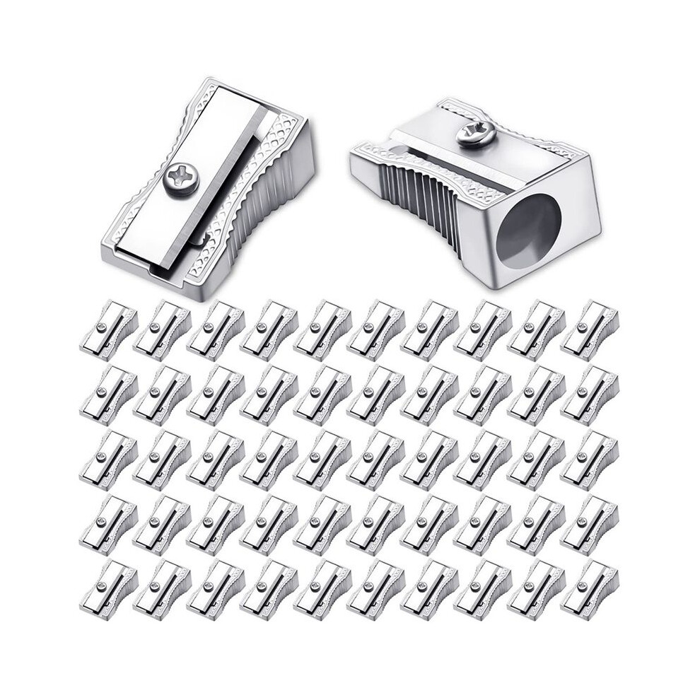 Jojomino 96 Pcs Metal Pencil Sharpeners Handheld Metal Pencil Sharpeners Single Hole Aluminum Alloy Manual Pencil Sharpener
