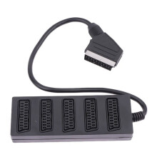21Pin Scart 5 Way Splitter 21p Scart Male to 5 Female Adapter Connector 5 Road Scart One Divide Into Five Cable