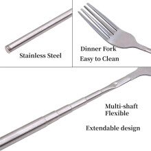 Extendable Forks,Stainless Steel BBQ Telescopic Forks 8.7-25.4inch Dessert Long Handle Fork Fruit Dessert Cutlery Forks