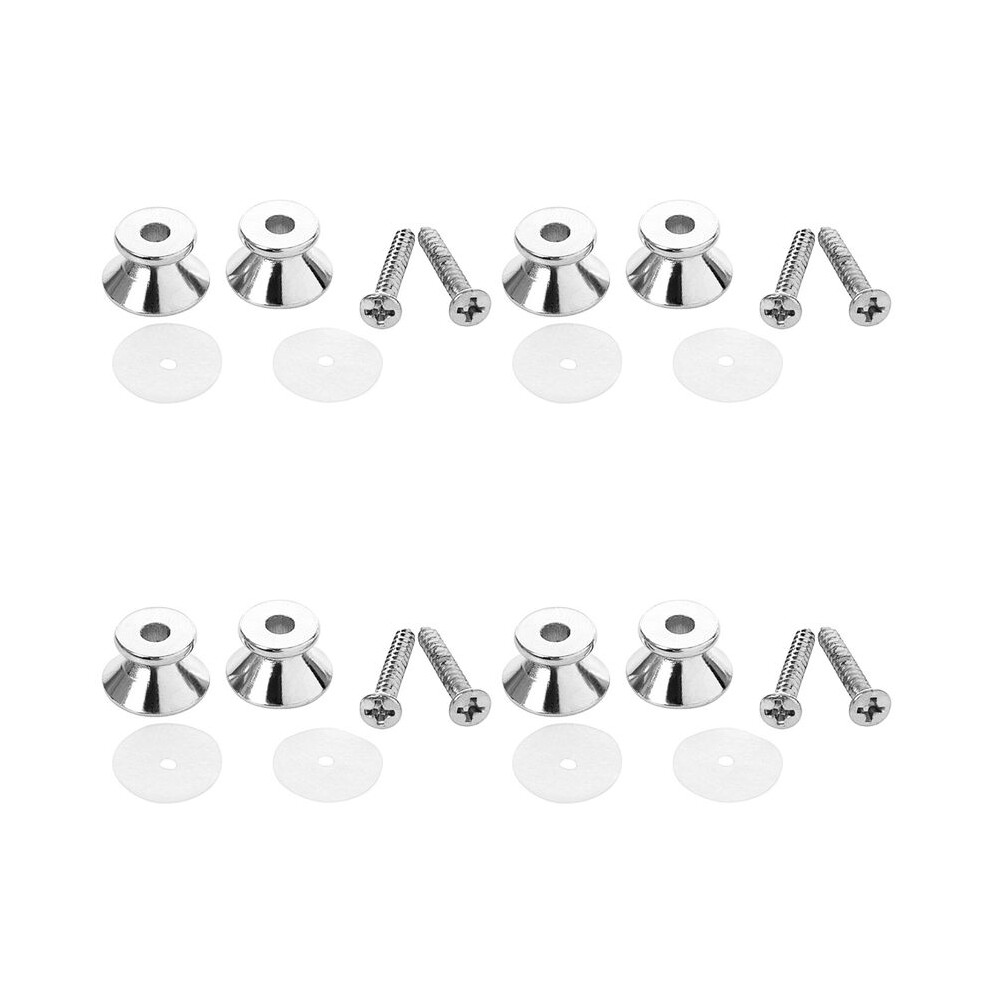 8 X Electric Acoustic Guitar Bass Strap Button Screw Lock Pins Pegs Pads Silver 6033017067036