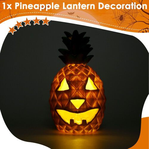 Pineapple Lantern - Yellow Light Halloween Pineapple Lantern Decoration Resin Pineapple Lantern with Inner Light 1