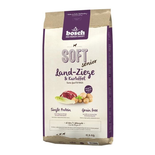 Bosch Crocchette per Cani Anziani - Bosch - HPC Plus - Capra/Patate - 12,5 kg - Nero