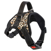 (Leopard,Large)No Pull Adjustable Harness Leash Dog Pet Vest Walk Out Strap Vest Collar