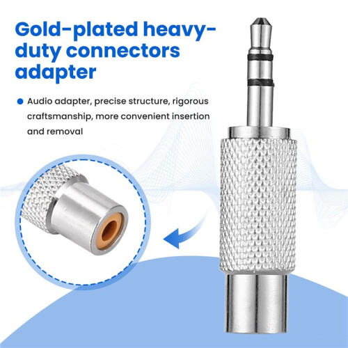 3,5 mm Stereo Hane Till RCA Mono Kvinnlig Ljudadapter, Silver 1