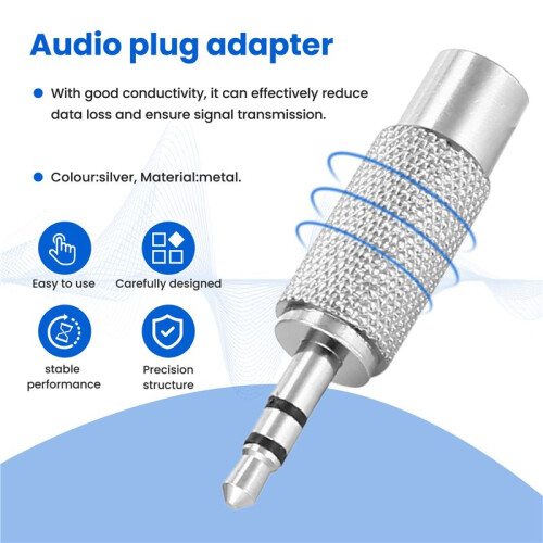 3,5 mm Stereo Hane Till RCA Mono Kvinnlig Ljudadapter, Silver 2
