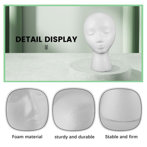 Foam Mannequin Wig  Display Hat Cap Wig Holder White Foam 2