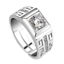 1 Pcs Elegant Diamond Men's Ring Crystal Open Rings Wedding Jewelry For Men Boys-It Can Be adjustable