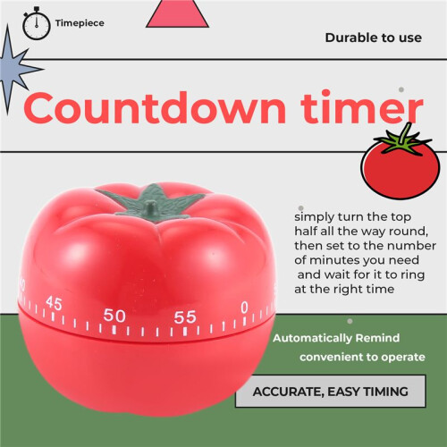 1-60min 360 Degree Fashion Cute Indoor Kitchen Practical Tomato Mechanical Countdown Timer 2