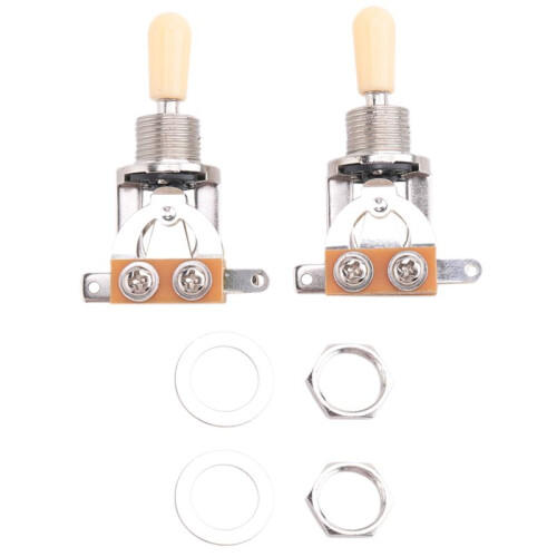 Metrisk 3-VäGs Kort Rak Gitarr Pickup-VäLjarväLjarknapp för   Lp  Elgitarrdelar, Silver & Beige(Paket med 2)