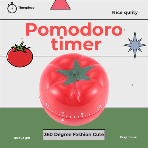 1-60min 360 Degree Fashion Cute Indoor Kitchen Practical Tomato Mechanical Countdown Timer 1