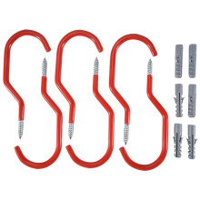 Bike Hooks,Heavy Duty Bicycle Storage Hooks Set,Screw-in Utility Storage Hangers Shed Garage Garden Hook Plastic Coated for Wall Mount/Ceiling Red