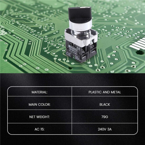 22mm Latching 2 NO 3-Position Rotary Selector Select  ZB2-BE101C Black