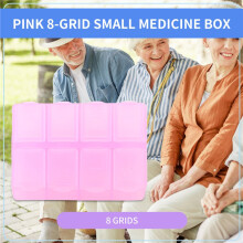 Plastic Rectangle 8 Compartments 7 Days Medicine Pill Box