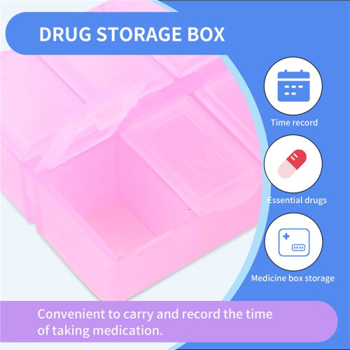 Plastic Rectangle 8 Compartments 7 Days Medicine Pill Box 2