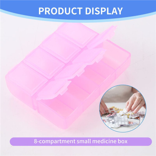Plastic Rectangle 8 Compartments 7 Days Medicine Pill Box 1