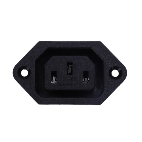 AC 250V 10A IEC 320 C13 Panel Mount Plug Connector Socket Black 1