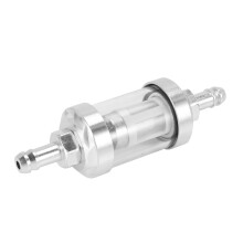 Universal Chrome Glass Fuel Petrol crude oil engine Inline Filter 5/16 "8mm Silver for Motorcycles