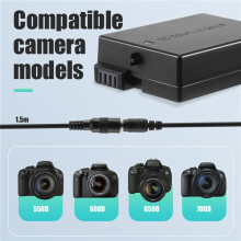 BateríA Simulada DR-E8 con Banco de EnergíA de Adaptador USB Cable de Repuesto para LP-E8 para CáMaras DSLR 550D 600D 650D 700D