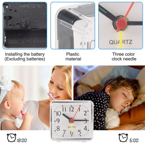 1PCS Portable Cute  Cartoon Multi-function Table Clocks（white） 1