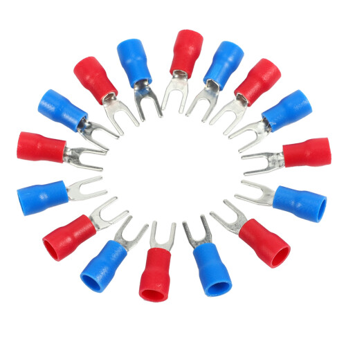 200pcs 16-14 AWG Red  Wire Connector Insulated Fork Terminal #4 2
