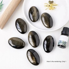 Natural Crystal Gem Golden Obsidian Stone Thumb Toy Hot Compress Crafts Healing Health Family Gemstone Gifts