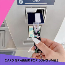 3Pcs Card Bank Card Clips Acrylic ATM Contactless Cards Extractor Keychain with Cards Puller for Long Nail Girls