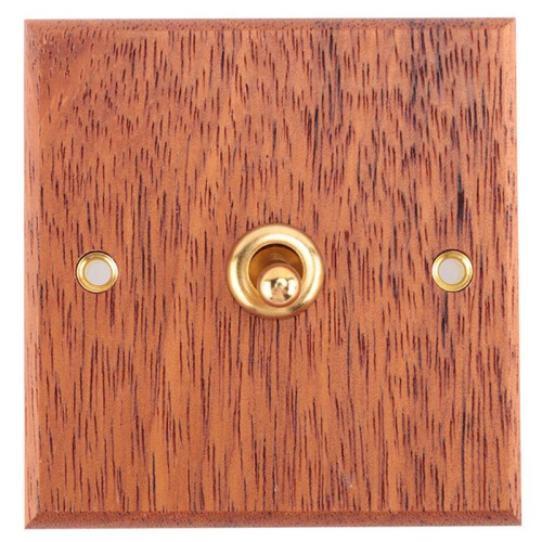86 Type Solid Wood Panel  Wall Light Retro Brass Toggle  Wood Grain Electrical  Socket 1- 2