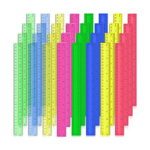 Règles en Plastique de 12 Pouces, 32 Règles Transparentes en Vrac Métriques de Couleurs Assorties avec Pouces Centimètres Millimètres.