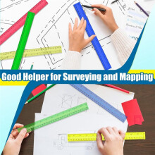12 Inch Plastic Rulers, 32 PCS Transparent Assorted Color Metric Bulk Rulers with Inches Centimeters Millimeter.