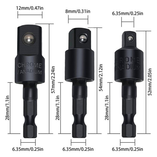 6Pcs Right Angle Drill Attachment Set with 105 Angle Drill Adapter and Impact Grade Socket Adapter