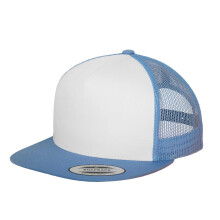 (One Size, Blue/White) Flexfit Unisex Adult Classic Plain Trucker Cap