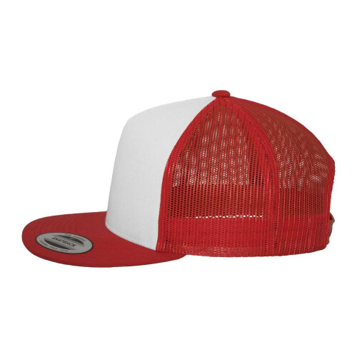 (One Size, Red/White) Flexfit Unisex Adult Classic Plain Trucker Cap 2