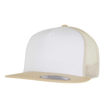 (One Size, Gold/White/Beige) Flexfit Unisex Adult Classic Plain Trucker Cap