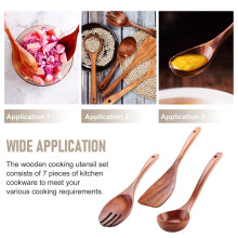 7 PCS Teak Wooden Kitchen Cooking Utensils, Non-Stick Spoons and Spatula Cookware for Home and Kitchen