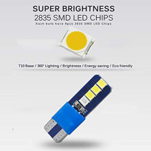 Pack Of 6 Canbus W5W T10 8 Smd 2835 Led for Auto Wedge Light Width Lamp Door Parking Bulb License Plate White 12V