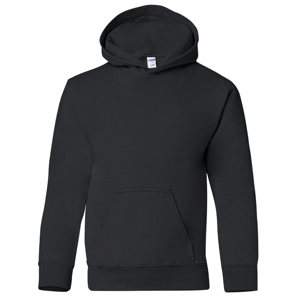 Gildan (M, ) Heavy Blend Childrens Unisex Hooded Sweatshirt Top / Hoodie Black