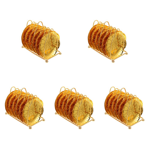 5Sets Goldene Servierplatten Mit Aufbewahrungsrack Für Snacks Und 1