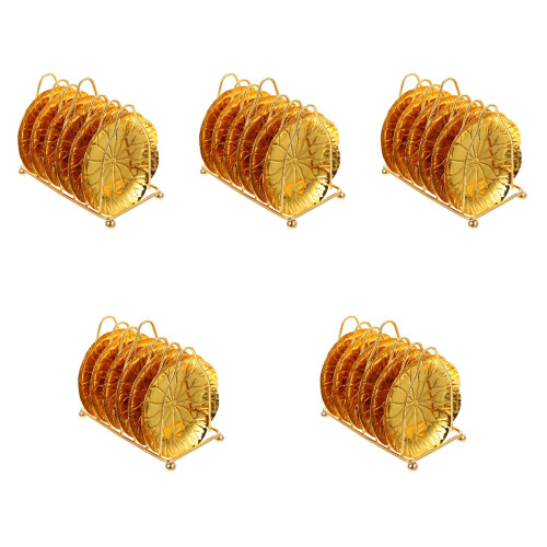 5Sets Goldene Servierplatten Mit Aufbewahrungsrack Für Snacks Und 2
