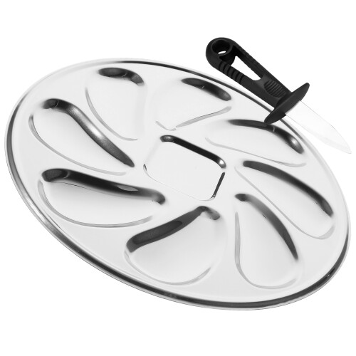 2Sets Austernplatten Zum Servieren Und Lagern, Silber 2
