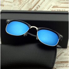 (Blue)Retro Mode Damen Halbrahmen Flash verspiegelte Gläser Club Vintage Sonnenbrille Meister