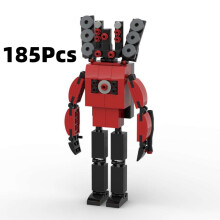 (Red)Skibidi Toilet Tv Man Cameraman Building Blocks Diy Puzzle Toys Abs Kids Gifts